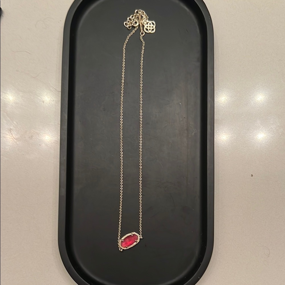 Kendra Scott Gold Necklace with Berry Pendant, Elisa Gold Pendant Necklace